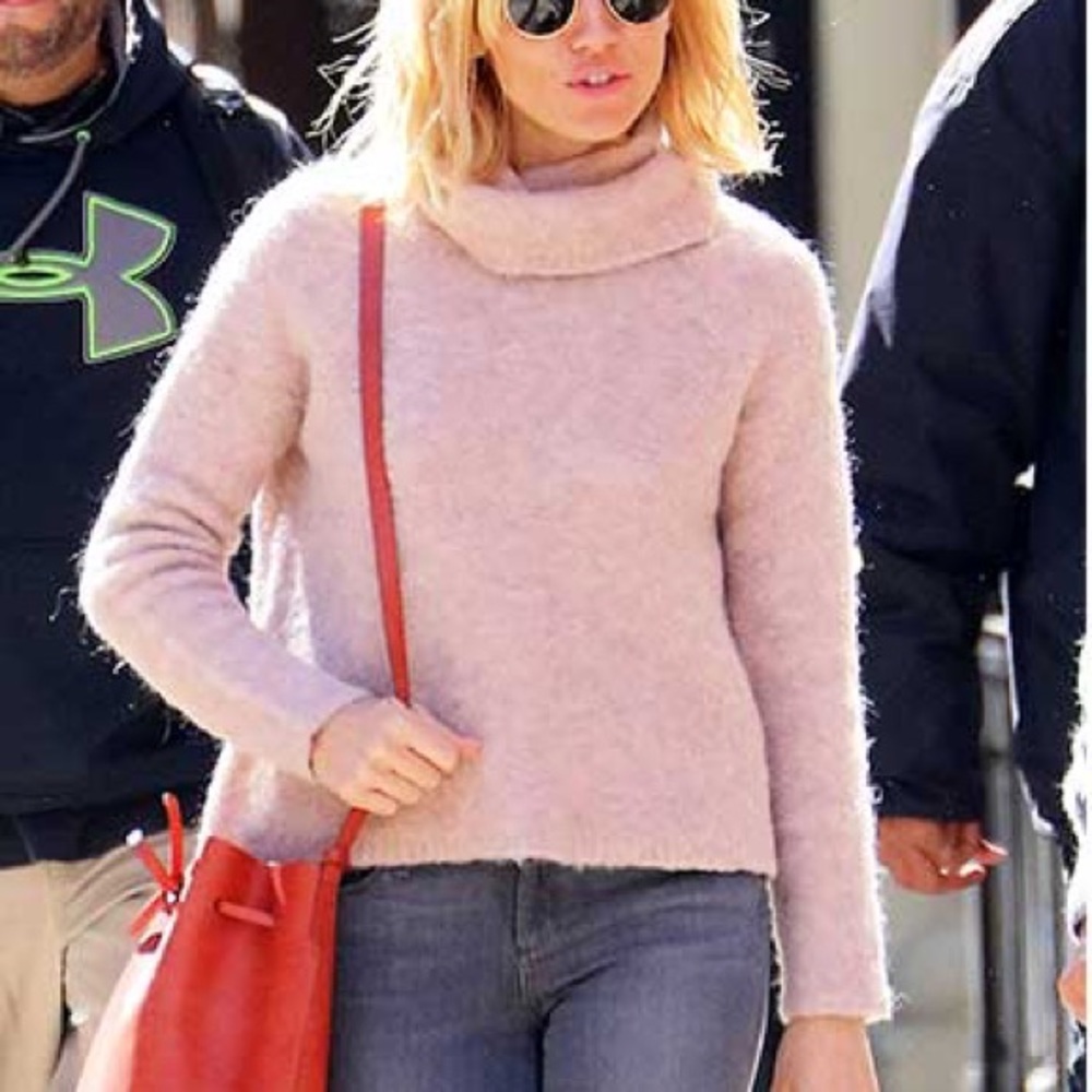 Madewell pink oversized knit turtleneck